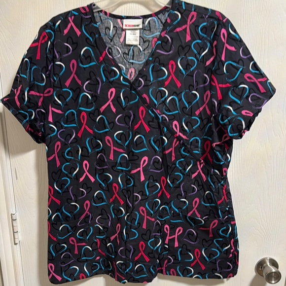 Scrubstar Women’s Scrub Nurse‎ Top XL 100% Cotton Pockets Short Sleeve V-Neck - Picture 1 of 10
